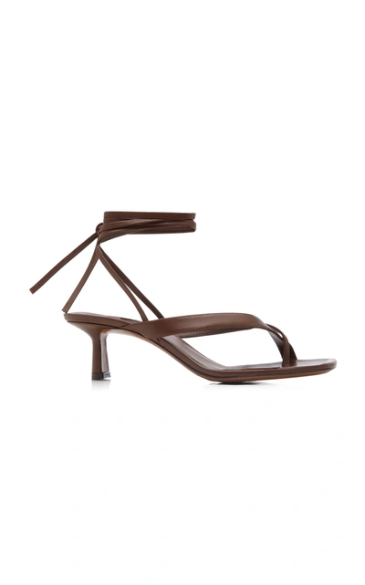 Shop Neous Situla Lace-up Leather Sandals In Brown