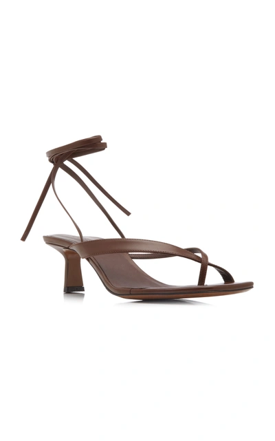 Shop Neous Situla Lace-up Leather Sandals In Brown