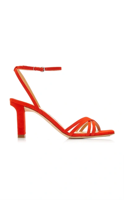 Shop Aeyde Annabelle Snake-effect Suede-leather Sandals In Red