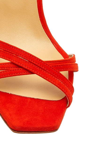 Shop Aeyde Annabelle Snake-effect Suede-leather Sandals In Red