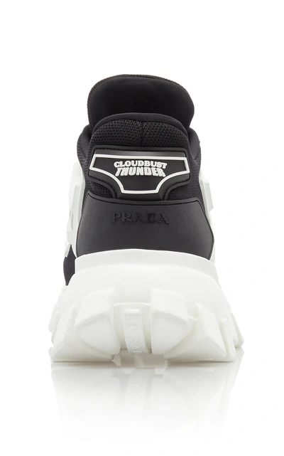 Shop Prada Women's Combat Leather-trimmed Mesh And Rubber Sneakers In Black,yellow