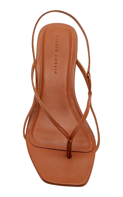 Shop Studio Amelia Leather Slingback Sandals In Neutral