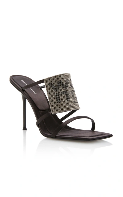 Shop Alexander Wang Julie Crystal-embellished Satin Sandals In Black
