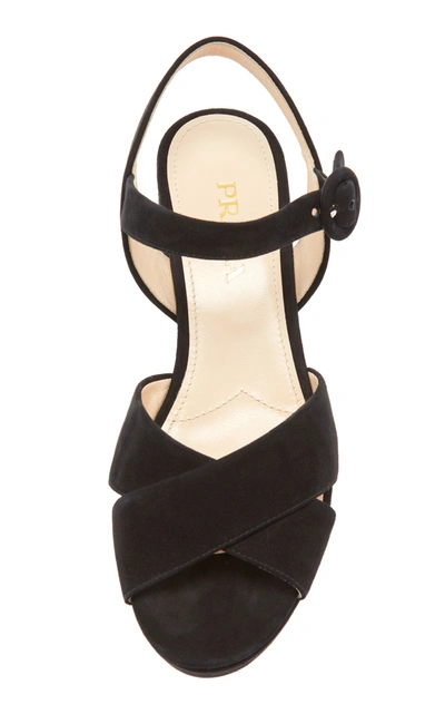 Shop Prada Women's Suede Platform Sandals In Black