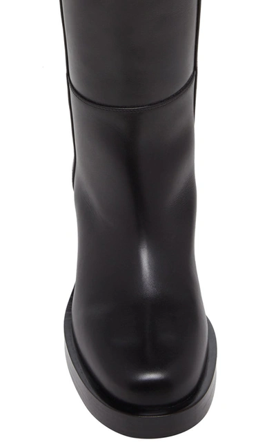 Shop Valentino Garavani V-troop Over-the-knee Leather Boots In Black