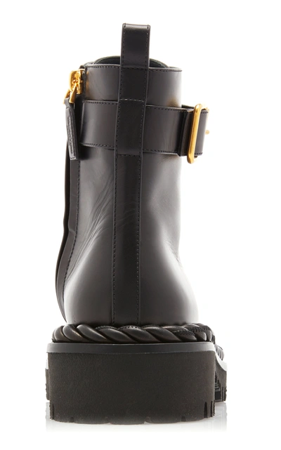 Shop Valentino Garavani Rope Leather Combat Boots In Black