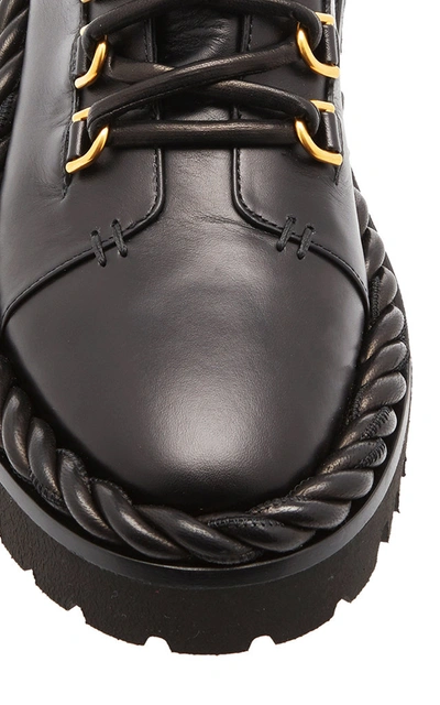 Shop Valentino Garavani Rope Leather Combat Boots In Black