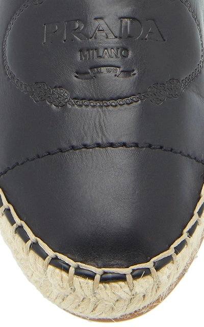 Shop Prada Women's Logo-embossed Leather Espadrilles In Black,white