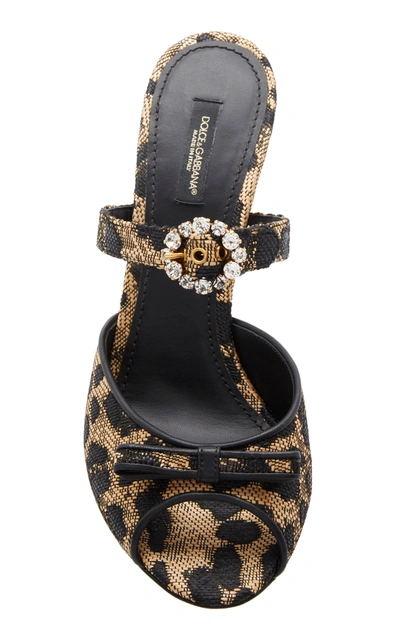 Shop Dolce & Gabbana Crystal-embellished Printed Raffia And Leather Sandals In Animal