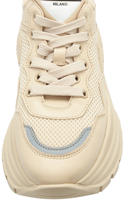 Shop Prada Women's Leather Platform Sneakers In Neutral,white