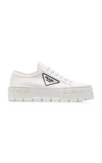 Shop Prada Women's Logo-detailed Nylon Platform Sneakers In White