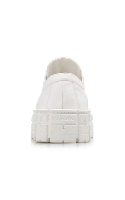 Shop Prada Women's Logo-detailed Nylon Platform Sneakers In White