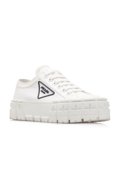 Shop Prada Women's Logo-detailed Nylon Platform Sneakers In White