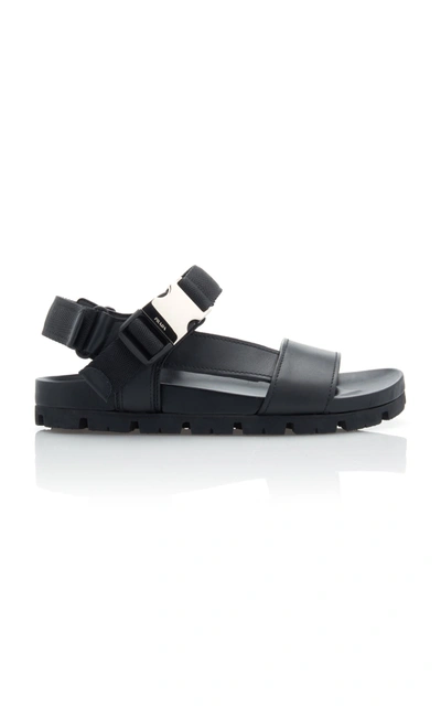 Shop Prada Buckled Leather Sandals In Black