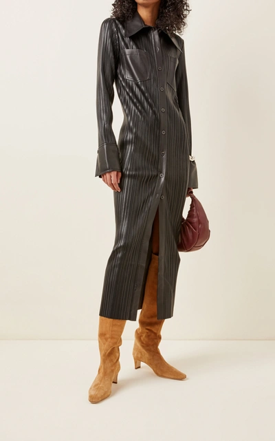 Staud Eva Square-toe Croc-embossed Leather Ankle Boots In Brown