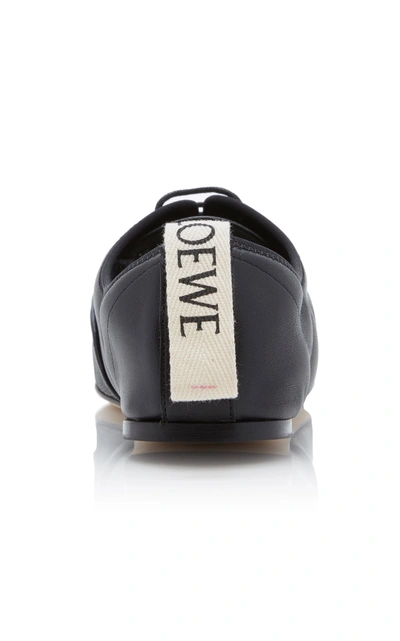 Loewe Logo-print Lace-up Leather Ballet Flats In Black | ModeSens