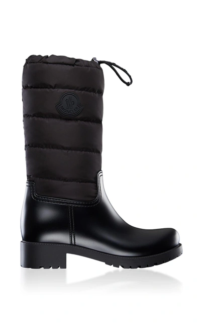 Shop Moncler Women's Ginette Leather Puffer Boots In Black