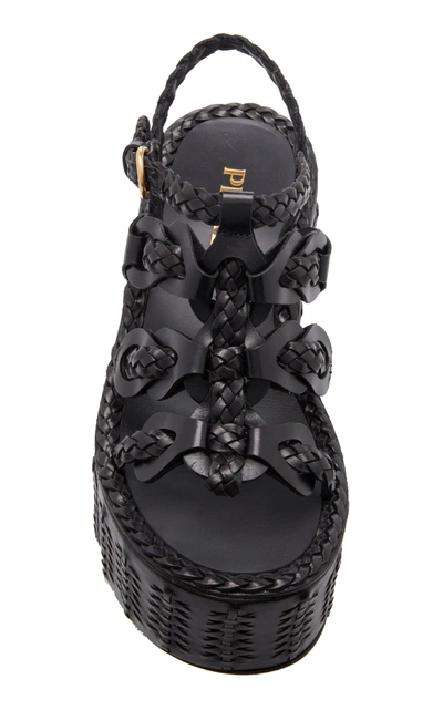 Shop Prada Woven Platform Sandals In Black