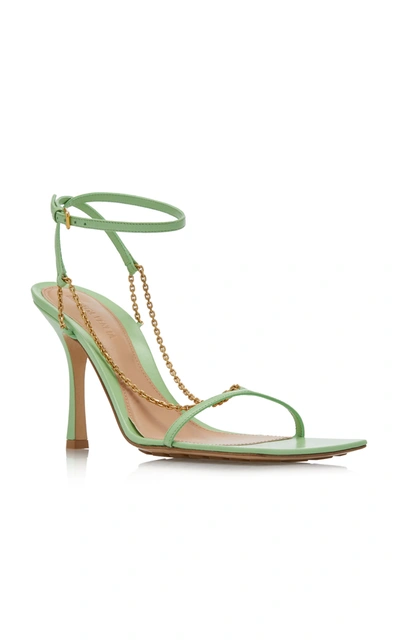 Shop Bottega Veneta Women's Chain-trimmed Leather Sandals In White,green