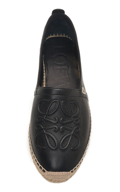 Shop Loewe Anagram Leather Espadrilles In Black