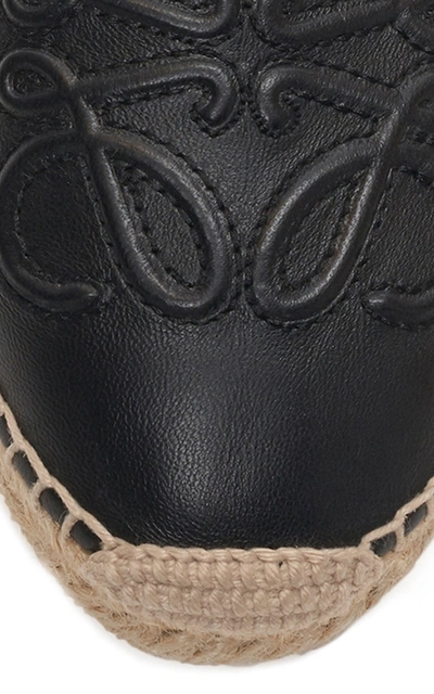 Shop Loewe Anagram Leather Espadrilles In Black