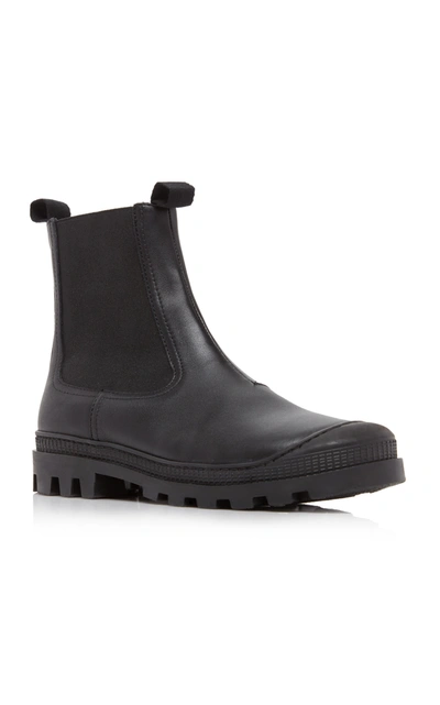 Shop Loewe Rubber-paneled Leather Chelsea Boots In Black