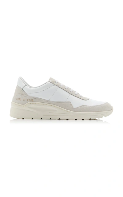 Shop Common Projects Women's Cross Trainer Leather And Suede Sneakers In White