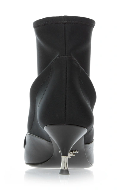 Shop Prada Half Sock Leather Loafer Boot In Black