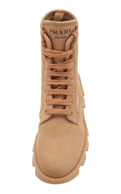 Shop Prada Women's Washed Combat Boots In Brown