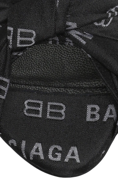 Shop Balenciaga Drapy Logo-jacquard Slide Sandals In Black/white