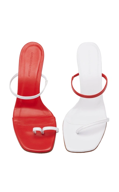 Shop Christopher Esber Fuyao Mismatched Leather Sandals In Red