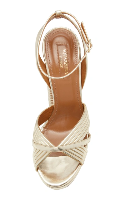 Shop Aquazzura Women's Sundance Plateau Metallic Leather Platform Sandals In Gold