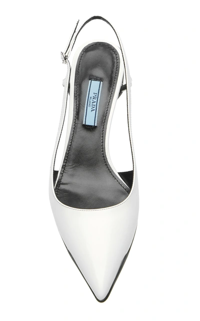 Shop Prada Two-tone Leather Slingback Pumps In White