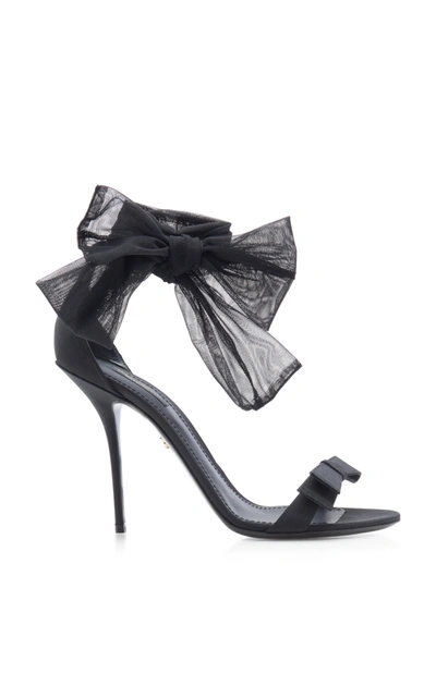 Shop Dolce & Gabbana Tulle-trimmed Grosgrain Sandals In Black