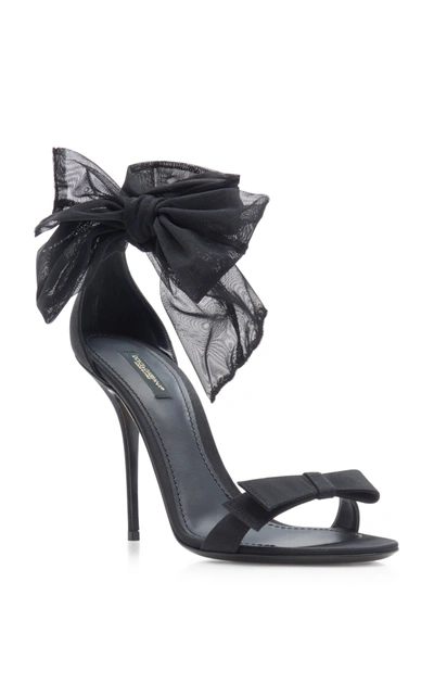 Shop Dolce & Gabbana Tulle-trimmed Grosgrain Sandals In Black