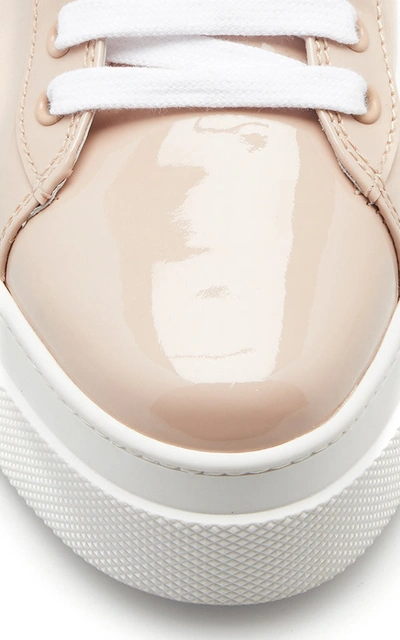 Shop Miu Miu Crystal-embellished Leather Sneakers In Neutral