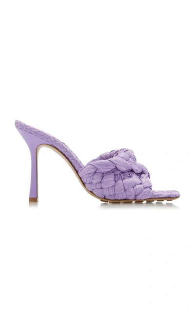 Shop Bottega Veneta Stretch Raffia Sandals In Purple