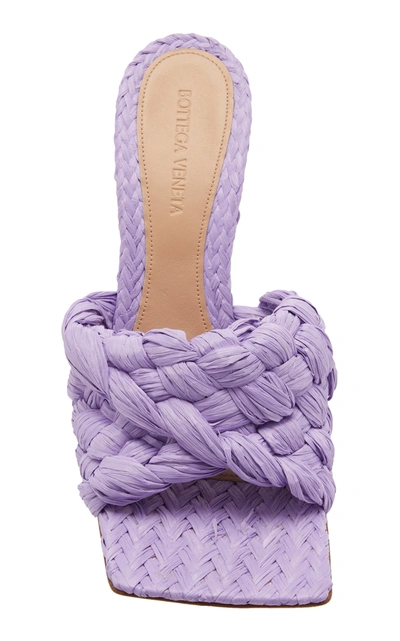 Bottega Veneta Purple Raffia Stretch Heeled Mules In Purple