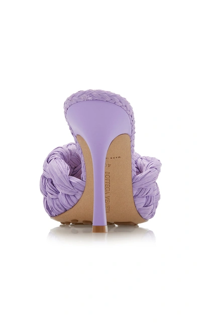Bottega Veneta Purple Raffia Stretch Heeled Mules In Purple
