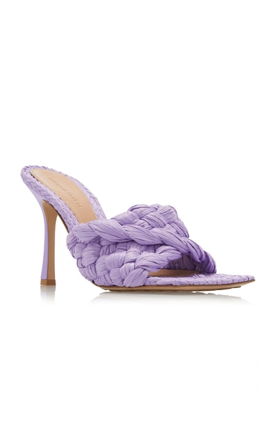 Bottega Veneta Purple Raffia Stretch Heeled Mules In Purple
