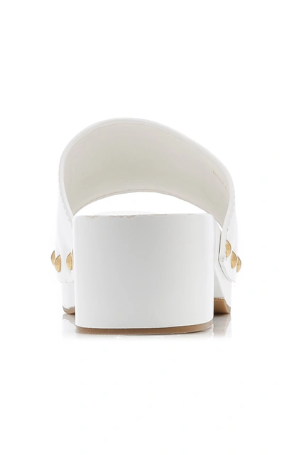 Shop Prada Women's Embellished Patent Leather Platform Sandals In White