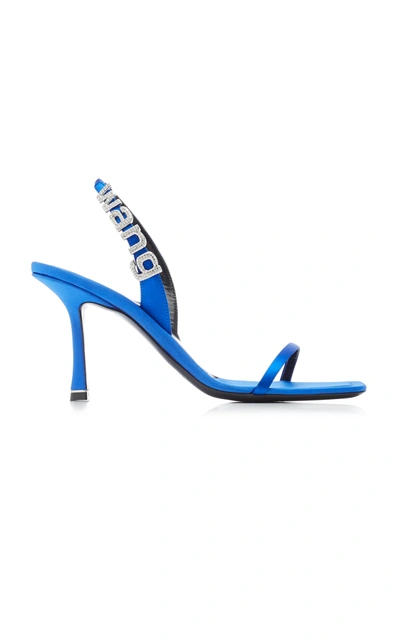 Shop Alexander Wang Women's Ivy Logo-detailed Satin Sandals In Blue