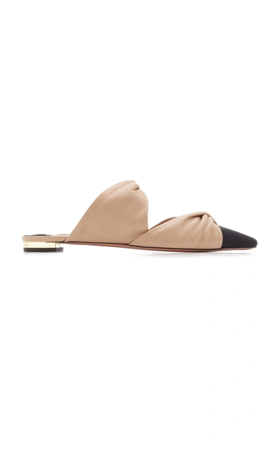 Shop Aquazzura Twist-accented Leather Mule Flats In Neutral