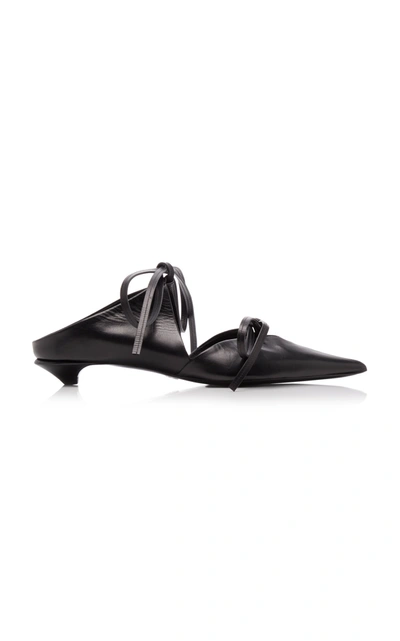Shop Proenza Schouler Women's Tie-detailed Leather Mules In Black,white