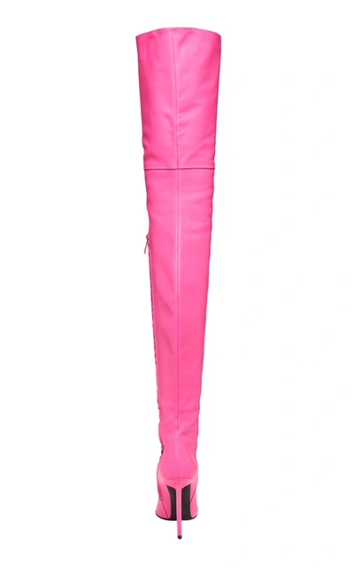 Shop Balenciaga Women's Knife Shark Over-the-knee Leather Boots In Pink