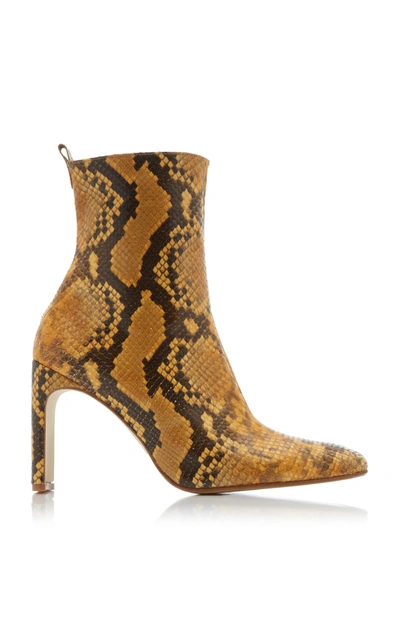 Shop Miista Women's Marcelle Snake-effect Leather Boots In Yellow