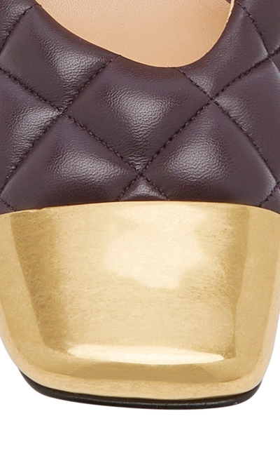 Shop Bottega Veneta Dream Quilted Leather Cap-toe Pumps In Burgundy