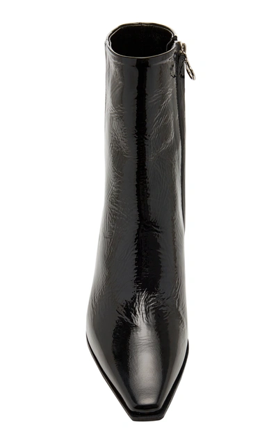 Shop Aeyde Lena Patent Leather Wedge Boots In Black