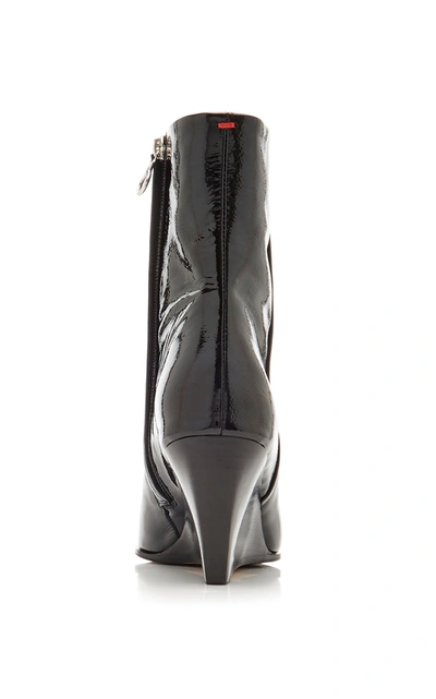 Shop Aeyde Lena Patent Leather Wedge Boots In Black