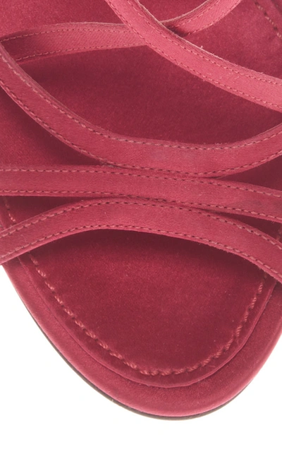 Shop Dolce & Gabbana Floral-appliquéd Satin Sandals In Red